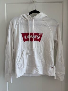 Levi's White Hoodie with Red Logo Tag